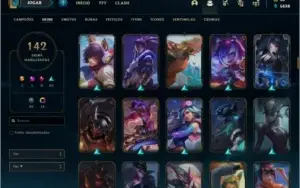 Conta prata 2 com 142 skins e 122 champs