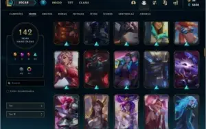 Conta prata 2 com 142 skins e 122 champs