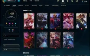 Conta prata 2 com 142 skins e 122 champs