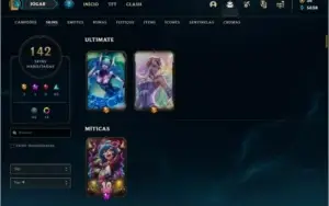 Conta prata 2 com 142 skins e 122 champs