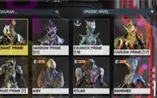 Warframe Conta MR28 com 53 frames muitas skin deluxe