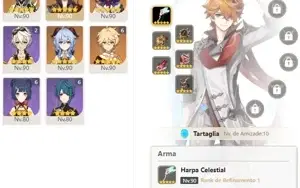 CONTA GENSHIN AR56 Shogun c/luz e 9 lendarios ⭐ e 3 armas 5⭐