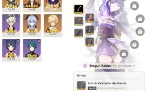 CONTA GENSHIN AR56 Shogun c/luz e 9 lendarios ⭐ e 3 armas 5⭐