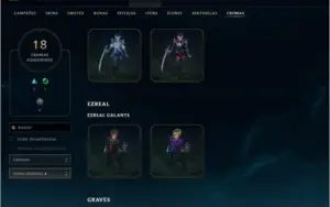 CONTA LOL - TODOS OS CHAMPIONS + 278 SKINS - 2 SKIN MISTICAS