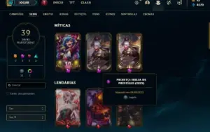 Conta prata 3 com 50 Champs e 39 Skins + 2 Prestigios