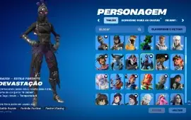 Conta com 246 skins (loja, passe, clube fortnite e missões),