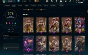 Ouro 2 com TODOS os champs  e 378 Skins + 15 Prestigios