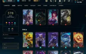 Ouro 2 com TODOS os champs  e 378 Skins + 15 Prestigios