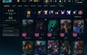 Ouro 4 com TODOS os champs e 259 Skins +1 Transcendente