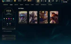 Ouro 4 com TODOS os champs e 259 Skins +1 Transcendente