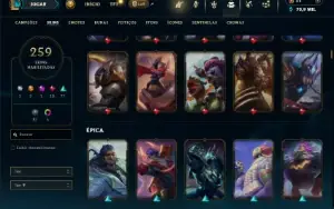 Ouro 4 com TODOS os champs e 259 Skins +1 Transcendente