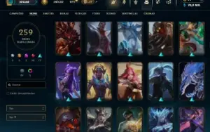 Ouro 4 com TODOS os champs e 259 Skins +1 Transcendente