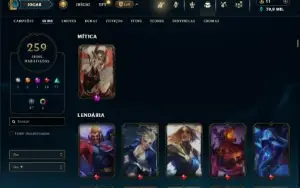 Ouro 4 com TODOS os champs e 259 Skins +1 Transcendente
