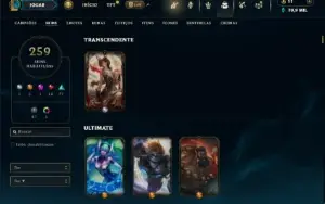 Ouro 4 com TODOS os champs e 259 Skins +1 Transcendente