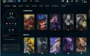 Conta prata 4 com 80 champs e 57 skins