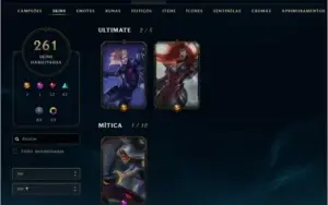 CONTA NO LOL 261 SKINS, 12 GEMAS e 23 CHROMAS.