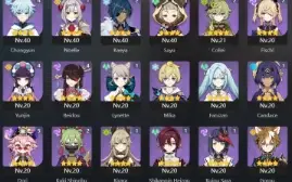 AR56, 21T5 Ganyu C1, Yelan + Bis, Kazuha, Hutao Kokomi,Zhong