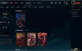 CONTA UNRANKED EX PLATINA QUASE TODOS OS CHAMPS + 145 SKINS