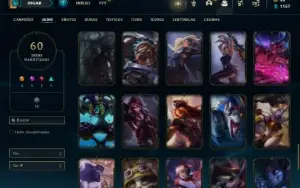 Conta Unranked com 126 Champs e 60 Skins + 18 Fragmentos