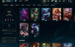 Conta Unranked com 126 Champs e 60 Skins + 18 Fragmentos