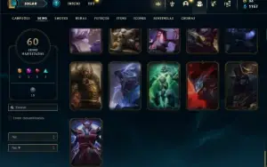 Conta Unranked com 126 Champs e 60 Skins + 18 Fragmentos