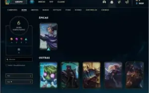 Conta prata 1 com 34 champs e 6 skins