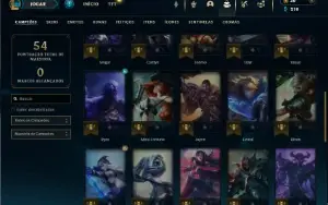 Bronze 4 com 40 Champs e 14 Skins + 2 Espolios