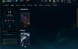 Bronze 4 com 40 Champs e 14 Skins + 2 Espolios