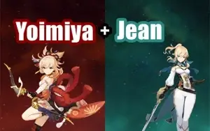 Conta Genshin Impact AR 5 com Yoimiya e Jean