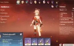 Conta Genshin Impact AR 5 com Yoimiya e Jean