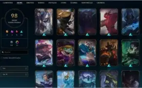 Conta Lol Prata 2 (98skins, 71 champs) 4k de rp na conta