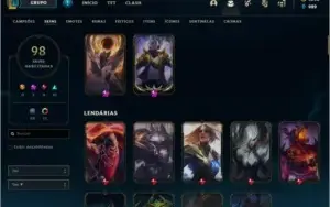 Conta Lol Prata 2 (98skins, 71 champs) 4k de rp na conta