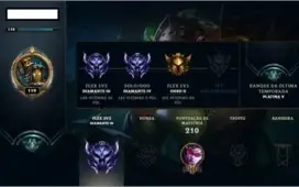Conta League of Legends Diamante em 2 filas. Preço Fictício.
