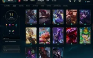 Conta lvl134, ex platina, 74 skin (2 ultimates/5 lendárias).