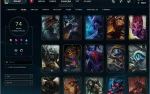 Conta lvl134, ex platina, 74 skin (2 ultimates/5 lendárias).