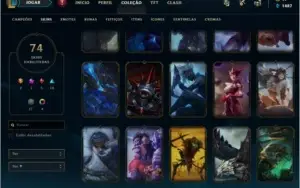 Conta lvl134, ex platina, 74 skin (2 ultimates/5 lendárias).