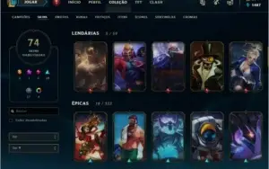 Conta lvl134, ex platina, 74 skin (2 ultimates/5 lendárias).