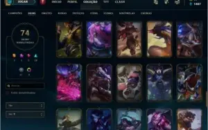 Conta lvl134, ex platina, 74 skin (2 ultimates/5 lendárias).