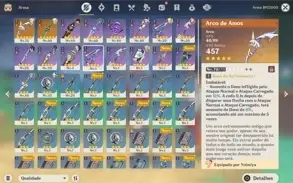 Conta yoimiya + arco de amos + keqing + arma de jade AR 36
