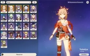 Conta yoimiya + arco de amos + keqing + arma de jade AR 36