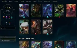 Unranked com 150 Champs e 116 Skins