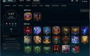Conta de LoL D4,Nível 235, 133 skins