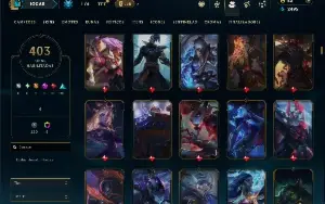 Unranked com TODOS os champs e 403 Skins ( Nivel 462 )