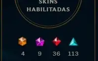 CONTA LOL GOLD I, 409 SKINS - 9 MÍTICAS - 4 ULTIM - 36 LEND