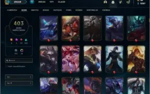 Conta ouro 1 com 150 champs e 403 skins ( 8 vitoriosas )
