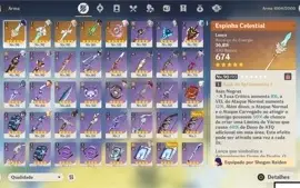 Conta Genshin End Game (10) 5 estrelas + Skins