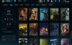 Unranked com 90 Champs e 42 Skins