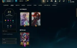 Unranked com 90 Champs e 42 Skins