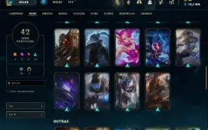 Unranked com 90 Champs e 42 Skins