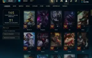 Unranked com 90 Champs e 42 Skins